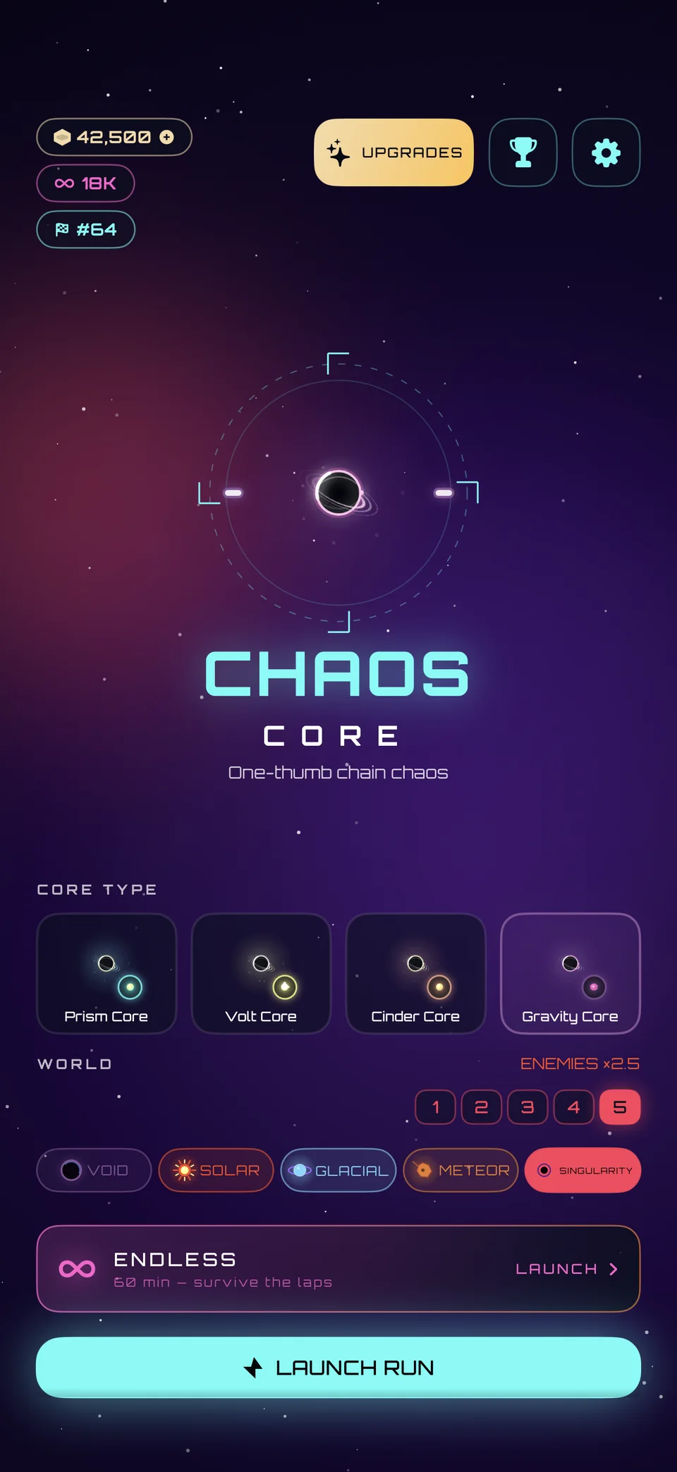 Chaos Core running natively on iPhone with Singularity and Endless ready